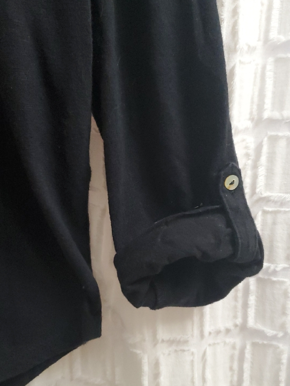 Lucky Brand Black Button-Front Blouse with Patterned Placket - Picture 4 of 16